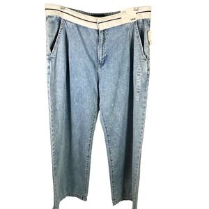 Aeropostale Womens 14R Trouser Jeans White Waistband Light‎ Wash Denim New